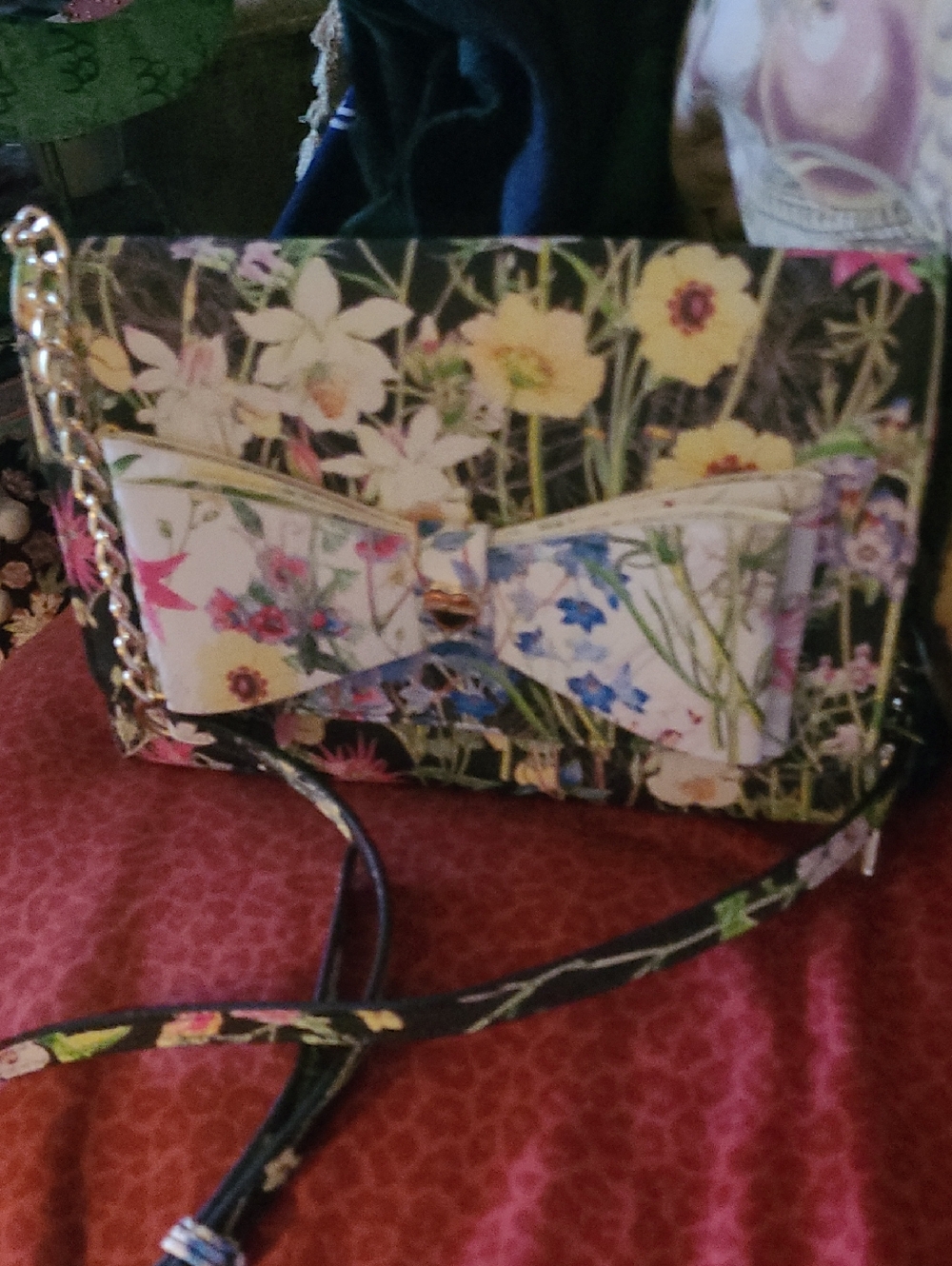 Betsy Johnson Floral Bow Crossbody Bag - Multi-Color